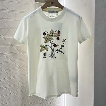 クリスチャンディオール CHRISTIAN DIOR XG-TDCD25011 2025年新作 コットンジャージ ショートスリーブ Tシャツ クルーネック おしゃれ レディース