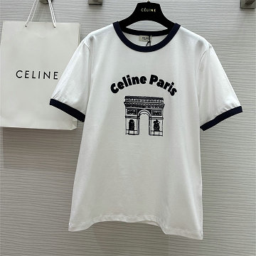 セリーヌ CELINE XG-TDCE25008 2025年新作 コットンジャージー ショートスリーブ ポロシャツ 半袖 カジュアル おしゃれ レディース