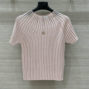 商品名称：シャネル CHANEL  XG-TDCH25019 2025年新作 プリーツ テンセル シャツ 半袖 クルーネック レディース カジュアル おしゃれ