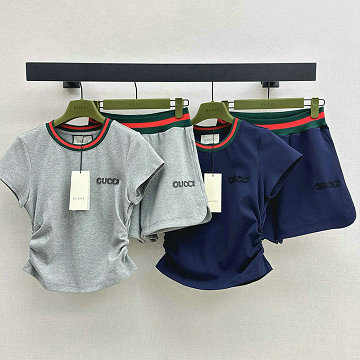 グッチ GUCCI XG-TZGG25009 2025年新作 スポーツジャージ 2点セット 半袖 Tシャツ ショートパンツ おしゃれ レディース