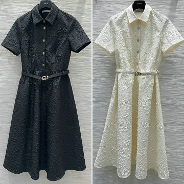 商品名称：クリスチャンディオール CHRISTIAN DIOR 2025年最新入荷 ベルト付き ミディドレス ショートスリーブ ワンピース おしゃれ レディース