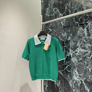 ミュウミュウ MIUMIU 2025年最新入荷 ショートスリーブ ポロニットシャツ セーター おしゃれ レディース