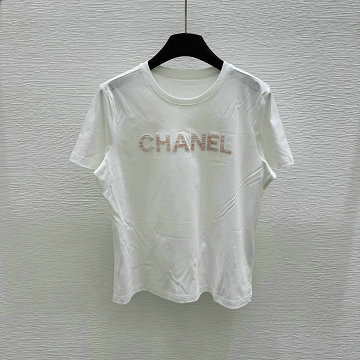 シャネル CHANEL 2025年最新入荷 コットンジャージー Tシャツ 半袖 クルーネック レディース カジュアル おしゃれ