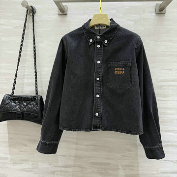 商品名称：ミュウミュウ MIUMIU 2025年新作 ロングスリーブ デニムシャツ トップス カジュアル おしゃれ レディース