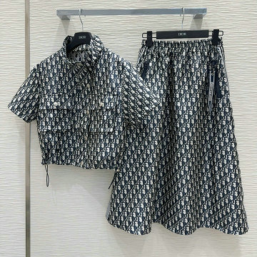クリスチャンディオール CHRISTIAN DIOR 2025年新作 ジャカード レディース 上下セット ショートスリーブ ジャケット ミディスカート おしゃれ