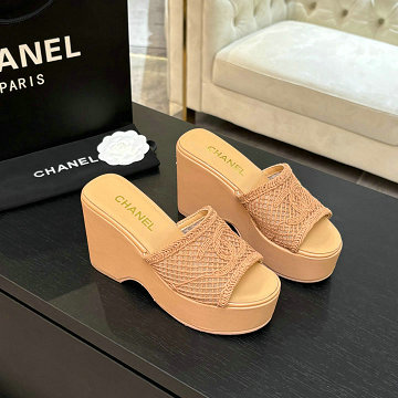 シャネル CHANEL 2025年新作 ウェッジスライド 厚底ミュール ビーチサンダル レディース