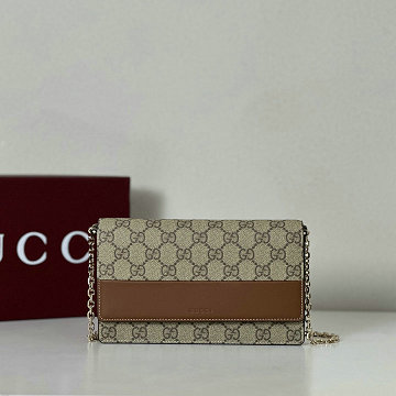 グッチ GUCCI 057-GG838151BXK 2025年新作 GGエンブレム チェーンウォレット ショルダーバッグ キャンパス レディース