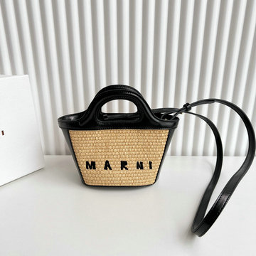商品名称：マルニ Marni 2025年新作 TROPICALIA YES-MN2518BKバケットバッグ ミニ トートバッグ ショルダーバッグ ラフィア