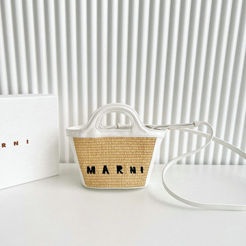 商品名称：マルニ Marni 2025年新作 TROPICALIA  YES-MN2518BSバケットバッグ ミニ トートバッグ ショルダーバッグ ラフィア