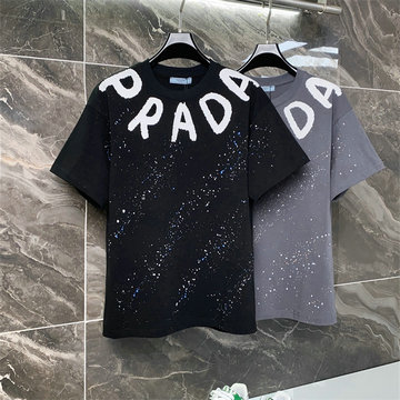 商品名称：プラダ PRADA 2025年最新入荷 コットンジャージー ショートスリーブ クルーネック 半袖 カジュアル おしゃれ 男女兼用