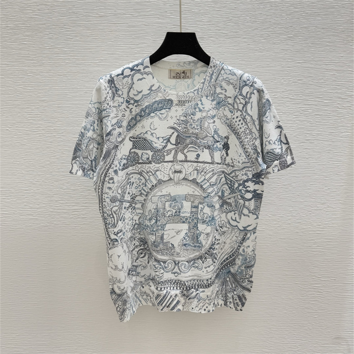 商品名称：エルメス HERMES XG-TDHE25001  2025年最新入荷 コットンジャージー ショートスリーブ クルーネック 半袖 カジュアル おしゃれ レディース