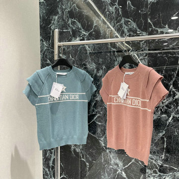 商品名称：クリスチャンディオール CHRISTIAN DIOR XG-MDCD25016 2025年新作 フリルスリーブ セーター ショートスリーブ ウール ニット クルーネック