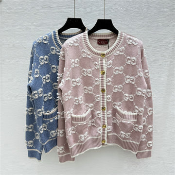 商品名称：グッチ GUCCI XG-MKGG250022025年新作 GG ウール ジャカード カーディガン ロングスリーブ ニット コート クルーネック レディース