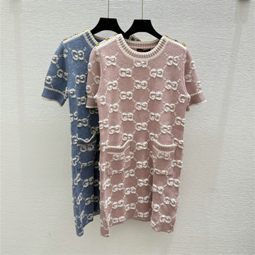 グッチ GUCCI XG-KQGG250082025年新作 GG ウール ニットドレス 半袖 ワンピース クルーネック レディース