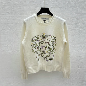 クリスチャンディオール CHRISTIAN DIOR XG-MCCD25003 2025年新作 フラワー 刺繍 セーター ロングスリーブ カシミヤニット クルーネック