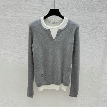 クリスチャンディオール CHRISTIAN DIOR XG-MCCD25006 2025年新作 フェイクレイヤード ニットセーター ロングスリーブ カシミヤ シンプル