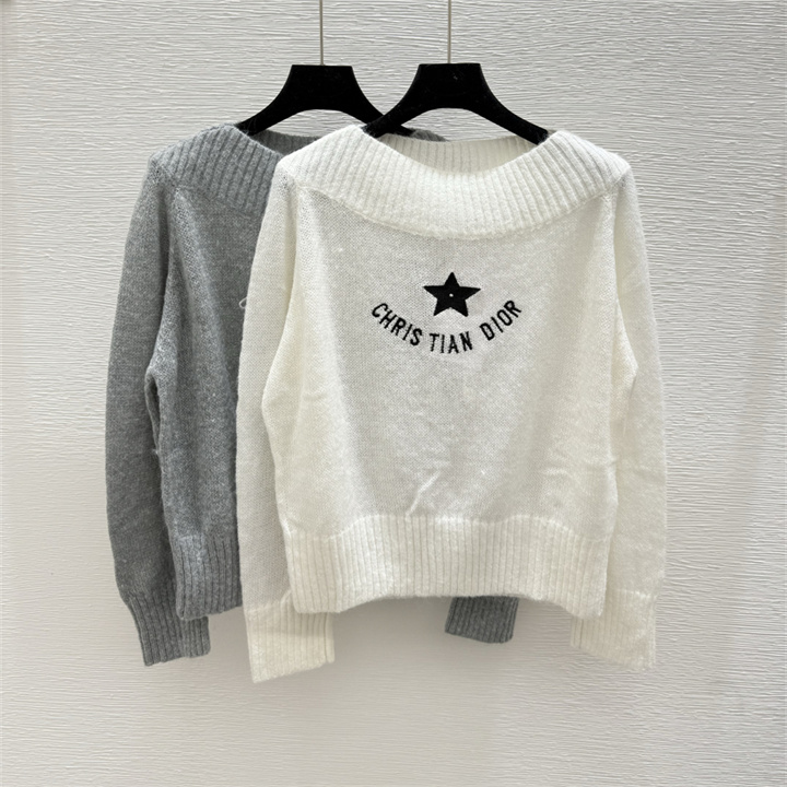 クリスチャンディオール CHRISTIAN DIOR XG-MCCD250072025年新作 スター 刺繍 ニットセーター ロングスリーブ ウール シンプル