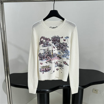 商品名称：クリスチャンディオール CHRISTIAN DIOR JS-MCCD250102025年新作 プリント セーター ロングスリーブ ウールニット クルーネック レディース