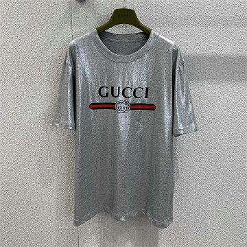 商品名称：グッチ GUCCI XG-TDGG250292025年新作 プリント ラミネート コットン Tシャツ クルーネック 半袖 レディース