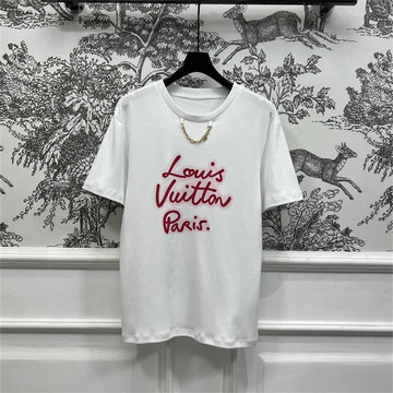 ルイヴィトン LOUISVUITTON JS-TDLV250482025年新作 コットンジャージ Tシャツ ショートスリーブ クルーネック レディース