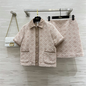 クリスチャンディオール CHRISTIAN DIOR  JS-TZCD250212025年新作 セットアップ ツイード ショートスリーブ コート ミニスカート 上下セット