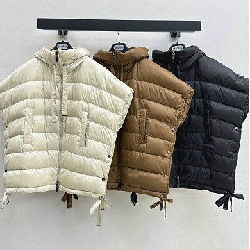 マックスマーラ MaxMara XG-WTMAX250082025年新作 マント ダウンベスト フード付き ジップジャケット ノースリーブ レディース