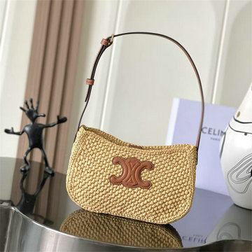 セリーヌ CELINE 2025年新作 ミディアム ティリー バッグ ホーボーバッグ トートバッグ ハンドバッグ ラフィア カーフスキン