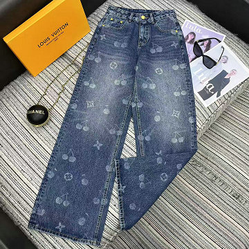 商品名称：ルイヴィトン LOUISVUITTON JS-KNLV25001 2025年新作 サクラ プリント ジーンズ ストレート デニムパンツ レディース
