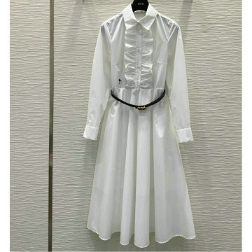 クリスチャンディオール CHRISTIAN DIOR  JS-KQCD25050B 2025年新作 ベルト付き ロング シャツドレス ロングスリーブ ワンピース