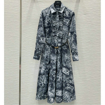 クリスチャンディオール CHRISTIAN DIOR JS-KQCD25050K  2025年新作 ベルト付き ロング シャツドレス ロングスリーブ ワンピース