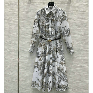 クリスチャンディオール CHRISTIAN DIOR JS-KQCD25050H 2025年新作 ベルト付き ロング シャツドレス ロングスリーブ ワンピース