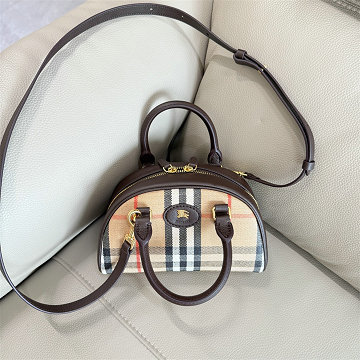 バーバリー BURBERRY GH-BR2811XK 2025年新作 Highlands チェック柄 ミニ ボウリングバッグ トートバッグ ショルダーバッグ レディース