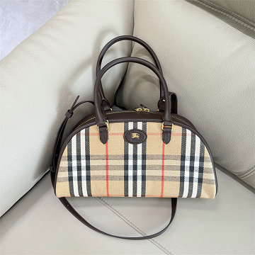 商品名称：バーバリー BURBERRY GH-BR2343XK 2025年新作 Highlands チェック柄 ボウリングバッグ トートバッグ ハンドバッグ ショルダーバッグ