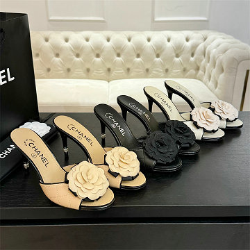 シャネル CHANEL 26-CHJ25065T 2025年新作 カメリア ハイヒールミュール サンダル レディース 靴 ピンヒール