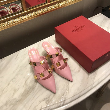 ヴァレンティノ Valentino 26-VTJ25017DJF 2025年新作 ロックスタッズ ミディヒールミュール スライドサンダル レディース スリッパ