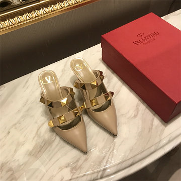商品名称：ヴァレンティノ Valentino 26-VTJ25017DJL 2025年新作 ロックスタッズ ミディヒールミュール スライドサンダル レディース スリッパ