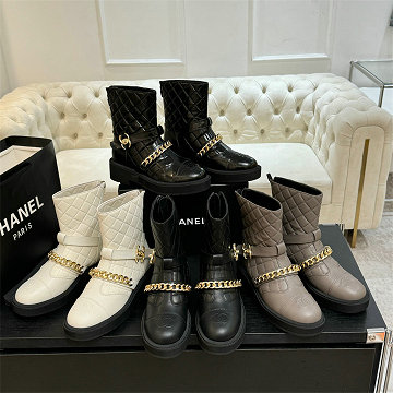 シャネル CHANEL 26-CHJ25079P  2025年新作 ミディブーツ マーティンブーツ フラットシューズ レディース 靴