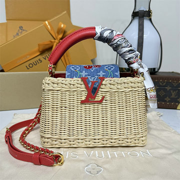 ルイヴィトン LOUISVUITTON 057-M142952025年新作 LV TM カプシーヌ MINI ハンドバッグ ショルダーバッグ レモノグラム チェリー デニム