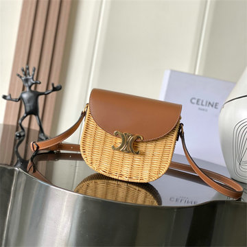 セリーヌ CELINE 2025年新作 ティーン ブザス フラップバッグ ショルダーバッグ ラフィア レディース