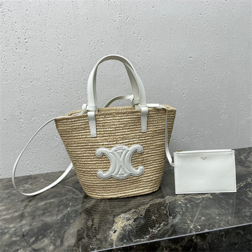 セリーヌ CELINE 2025年新作 ミディアム ティーン カゴバッグ トートバッグ ショルダーバッグ ラフィア