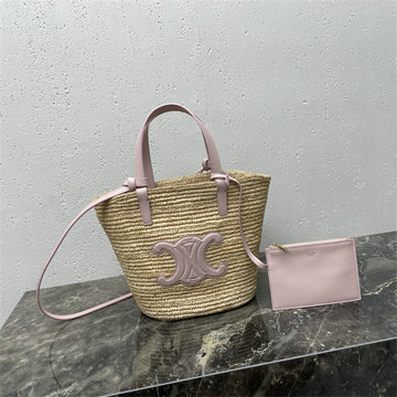 セリーヌ CELINE 2025年新作 ミディアム ティーン カゴバッグ トートバッグ ショルダーバッグ ラフィア