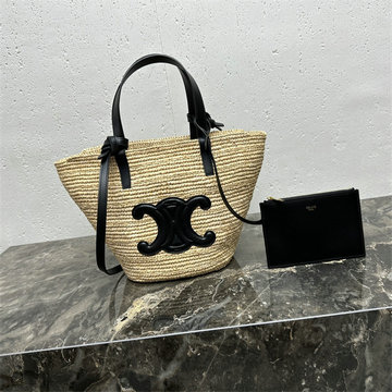 商品名称：セリーヌ CELINE 2025年新作 ミディアム ティーン カゴバッグ トートバッグ ショルダーバッグ ラフィア