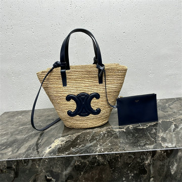 セリーヌ CELINE 2025年新作 ミディアム ティーン カゴバッグ トートバッグ ショルダーバッグ ラフィア