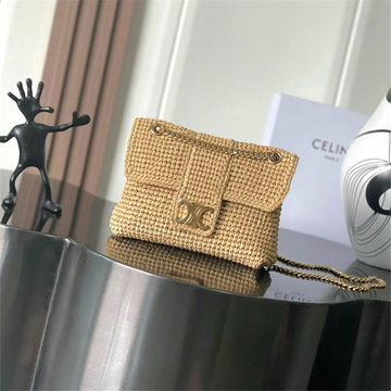 セリーヌ CELINE 2025年新作 ティーン ヴィクトワール バッグ チェーンポーチ ショルダーバッグ ラフィア