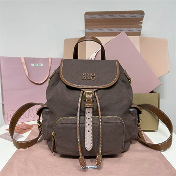 商品名称：ミュウミュウ MIUMIU 057-MM5BZ042BKF2025年新作 バックパック レディース リュックサック キャンパス レザー
