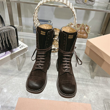 商品名称：ミュウミュウ MIUMIU26-MMJ25009  2025年新作 マーティンブーツ レースアップシューズ フラットシューズ レディース