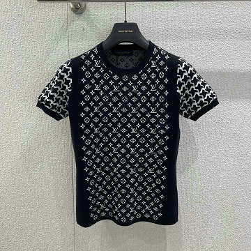 商品名称：ルイヴィトン LOUISVUITTON 2026年新作 モノグラム ハニカム ニットトップ ショートスリーブ ニットシャツ クルーネック