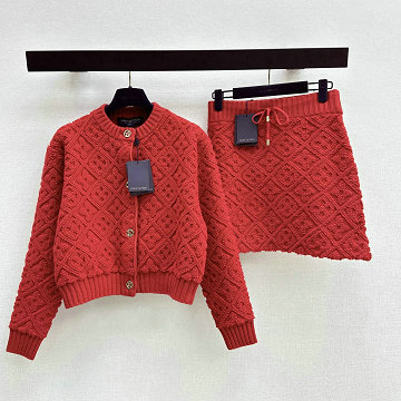 商品名称：ルイヴィトン LOUISVUITTON 2026年新作 モノグラム タウアリング ミニスカート ニットジャケット 上下セット レディース