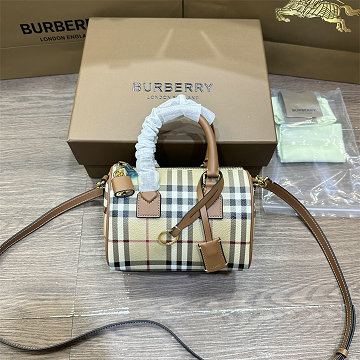 バーバリー BURBERRY 2025年新作 ミニ チェック ボウリングバッグ トートバッグ ハンドバッグ 2way ショルダーバッグ レディース