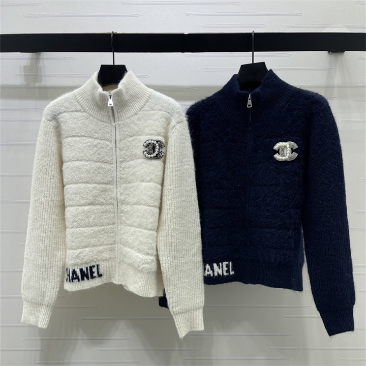 シャネル CHANEL 2026年 レディース ニットカーディガン ジップコート 無地 シンプル 秋冬 カジュアル トップス